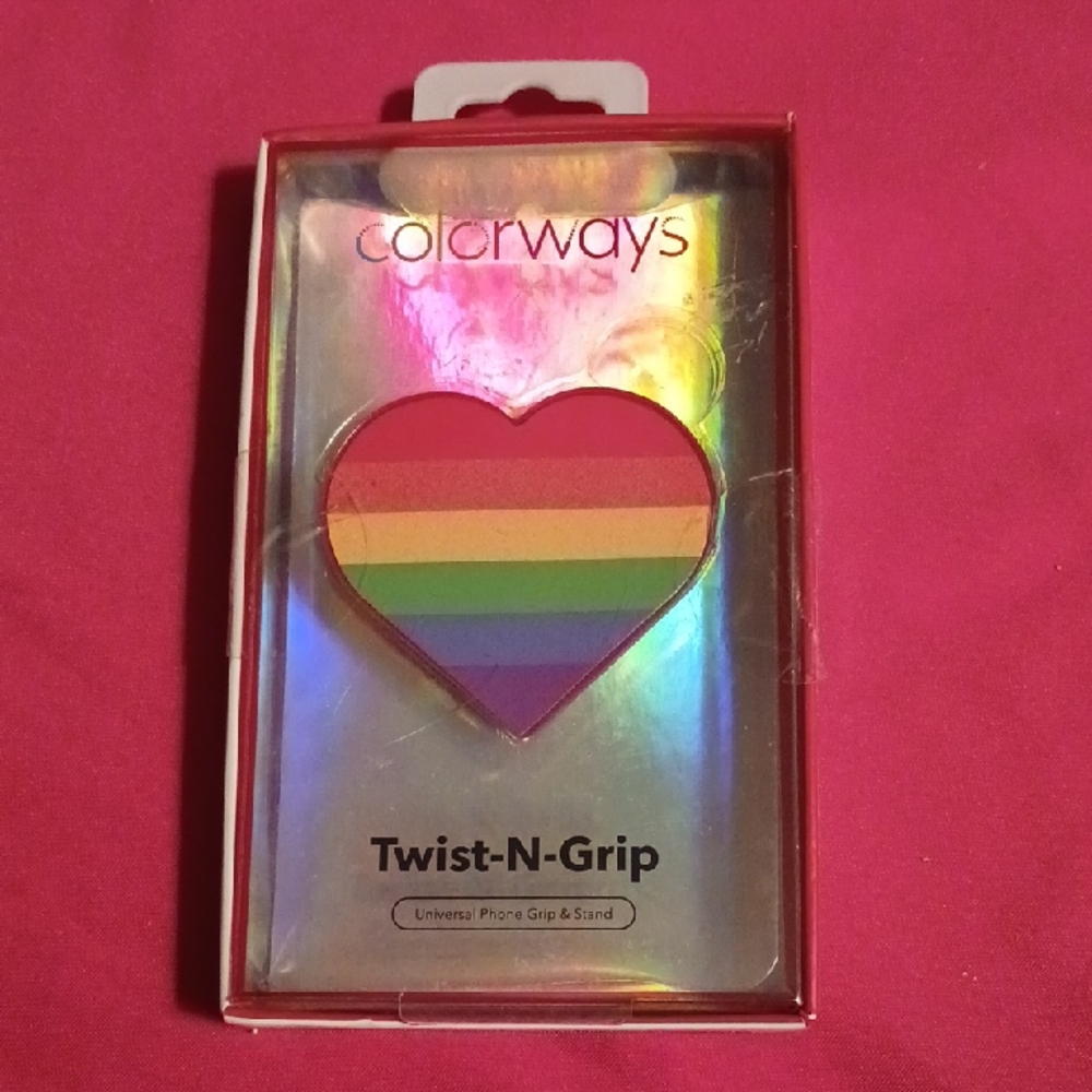 COLORWAYS RAINBOW HEART TWIST & GRIP UNIVERSAL PHONE GRIP & STAND